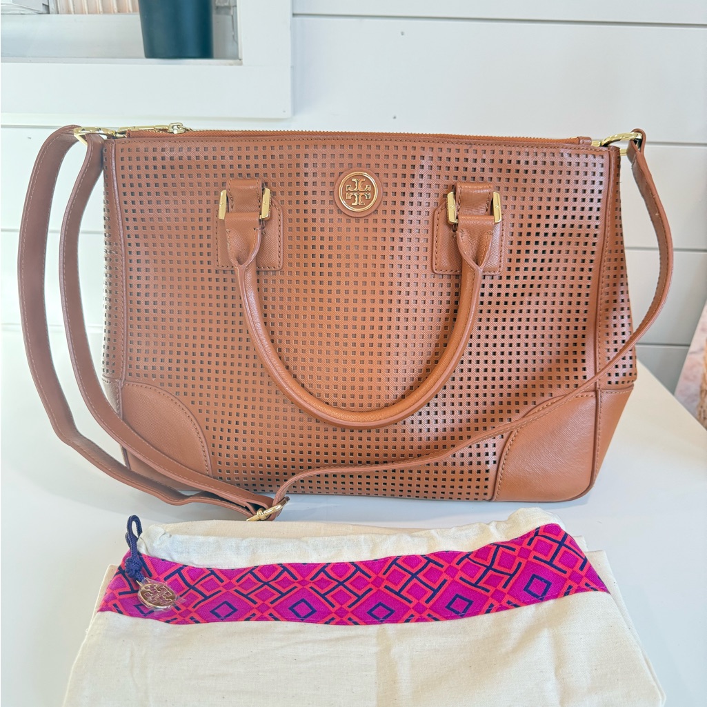 Tory Burch Tan Perforated Satchel